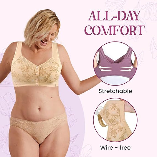 Rose Bra Wireless Front Button Bras For Women