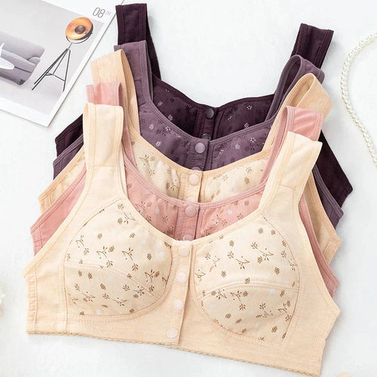 Seamless Comfortable Cotton Button Non-Wired Vest Style Large Size Bra Pack Of 3