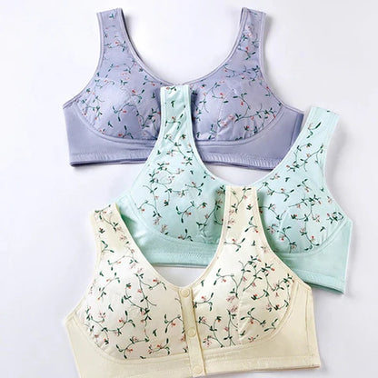 Seamless Comfortable Cotton Button Non-Wired Vest Style Large Size Bra Pack Of 3
